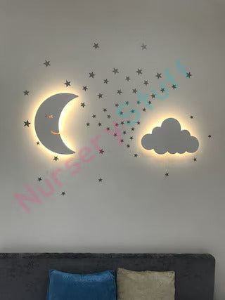 Sleeping Moon & Cloud Wall Light